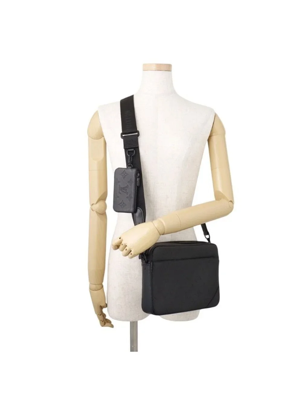 Louis Vuitton Shoulder Bag Monogram Shadow Duo Messenger Black